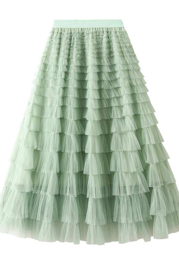 Grace┃Tiered Tulle Skirt