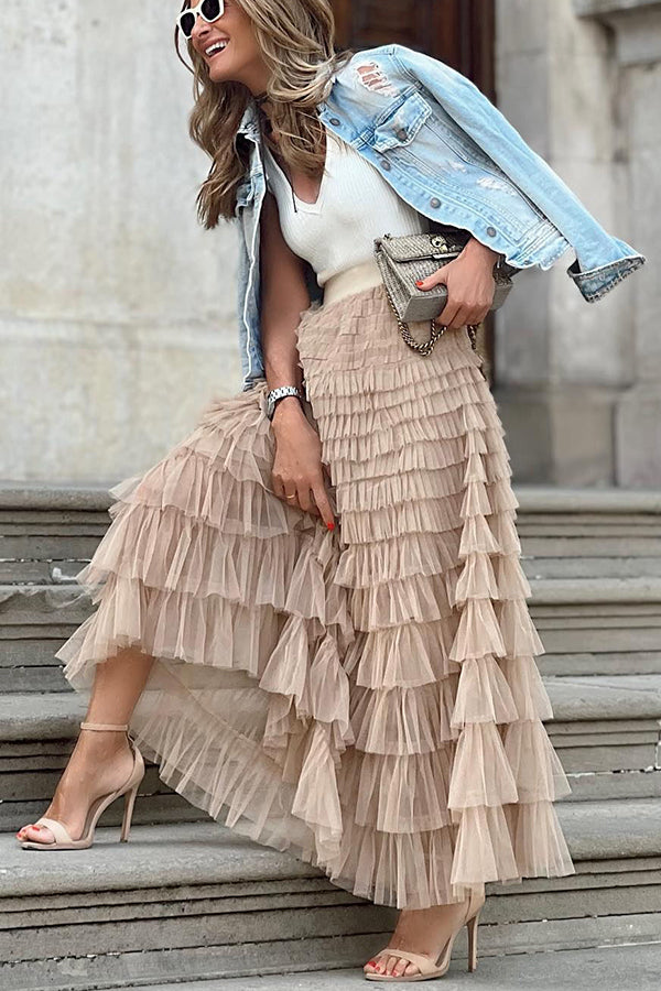 Grace┃Tiered Tulle Skirt