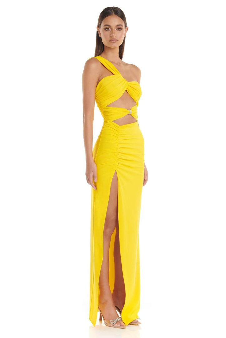 Aphrodite | Vibrant Yellow Cut-Out Dress