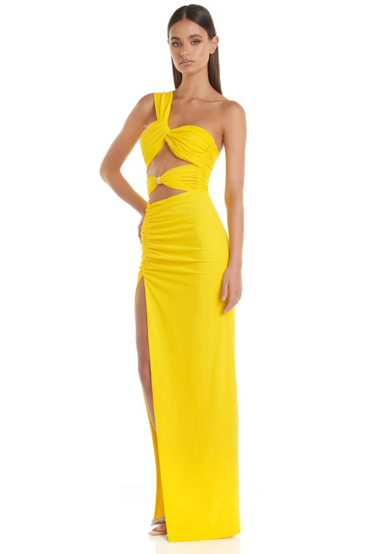 Aphrodite | Vibrant Yellow Cut-Out Dress