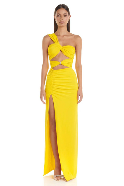 Aphrodite | Vibrant Yellow Cut-Out Dress