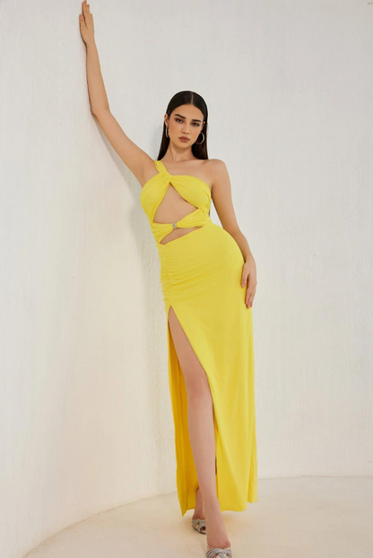 Aphrodite | Vibrant Yellow Cut-Out Dress